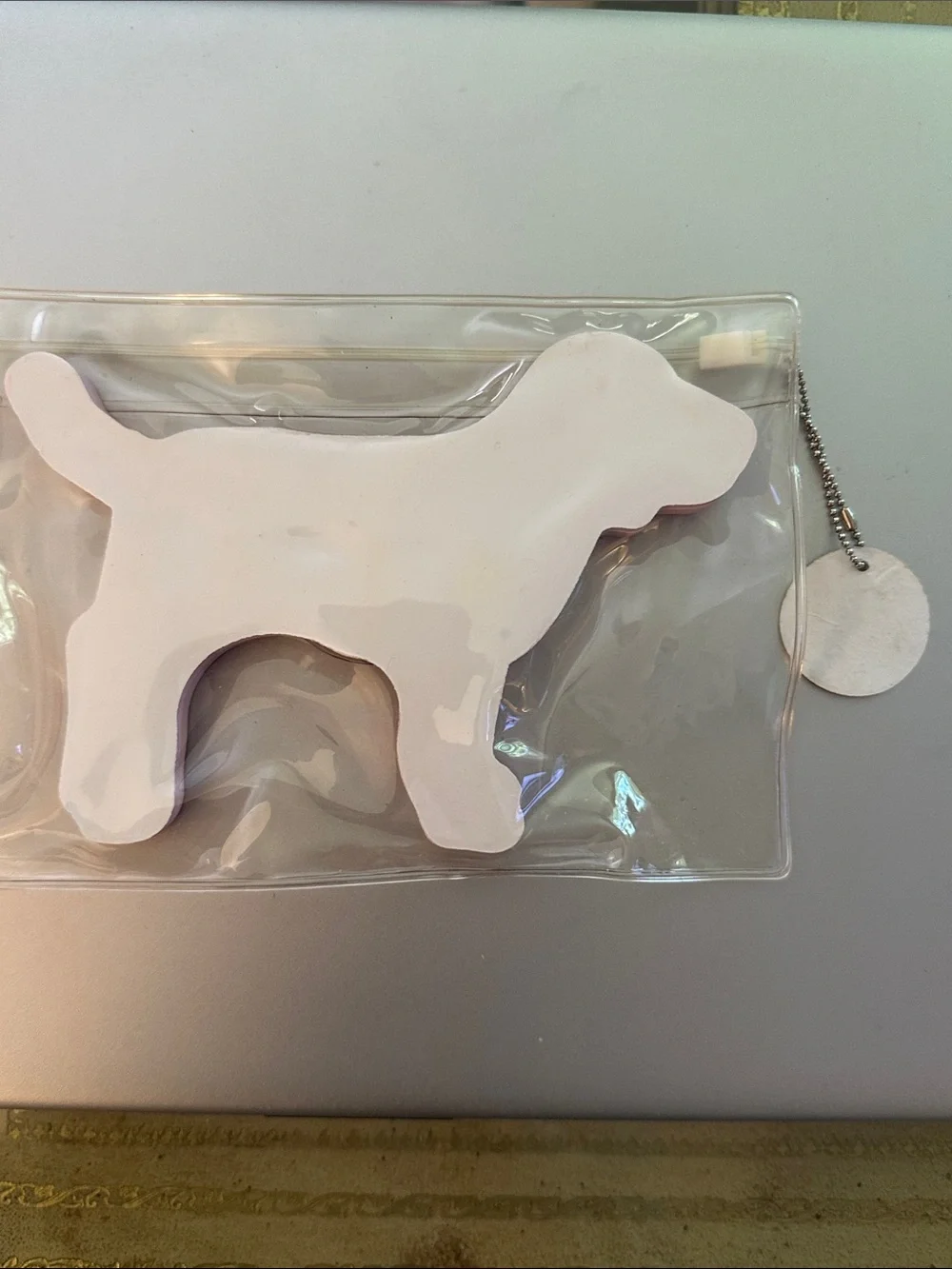 PINK Victoria's Secret Vintage Clear Vinyl Pouch with Pink Dog sticky notes